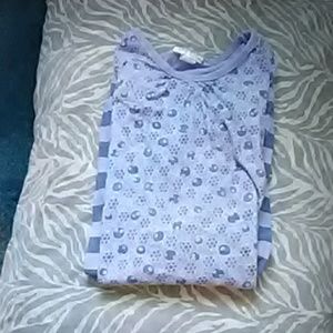 A purple Striped Long sleeved shirt